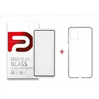 Комплект (чехол + стекло) ArmorStandart Full Glue для Samsung Galaxy M51 Transparent