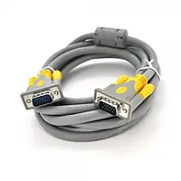 Відео-кабель V-Link VGA (тато) VGA (тато), 3m Gray Yellow 3+6, HIGH SPEED, 1 ферит