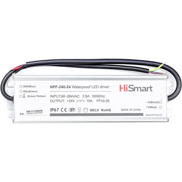 Блок живлення для освітлення HiSmart NPF-240-24 24 V 10 A 240 W PFC IP67