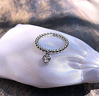 Кольцо серебряное женское колечко вставка куб.цирконий Сердце 17 размер серебро 925 пробы Родированное 1065к
