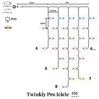 Гирлянда Twinkly Smart LED Pro Icicle TW-PLC-I-CA-250SPP-T Transparent RGBW 250, AWG22, IP65