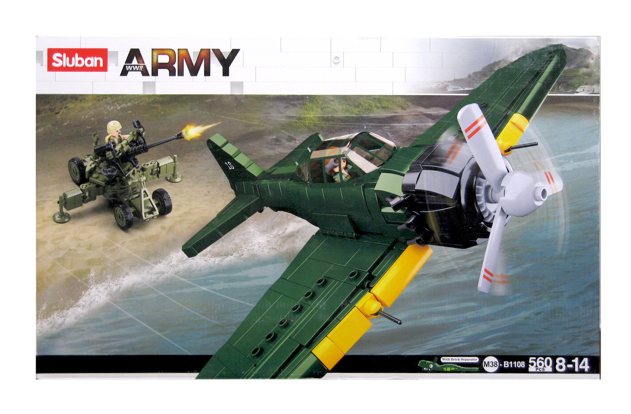 Конструктор SLUBAN M38 - B1108 Винищувач Mitsubishi A6M Zero, 560 деталей, 2 фігурки