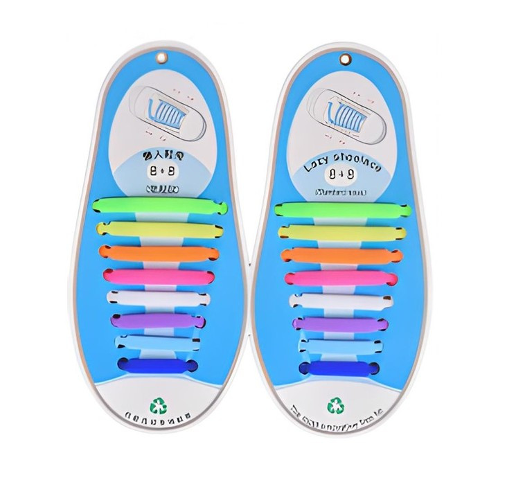 Силіконові шнурки для взуття Coolnice Multicolor 16 шт в комплекті, фото 1