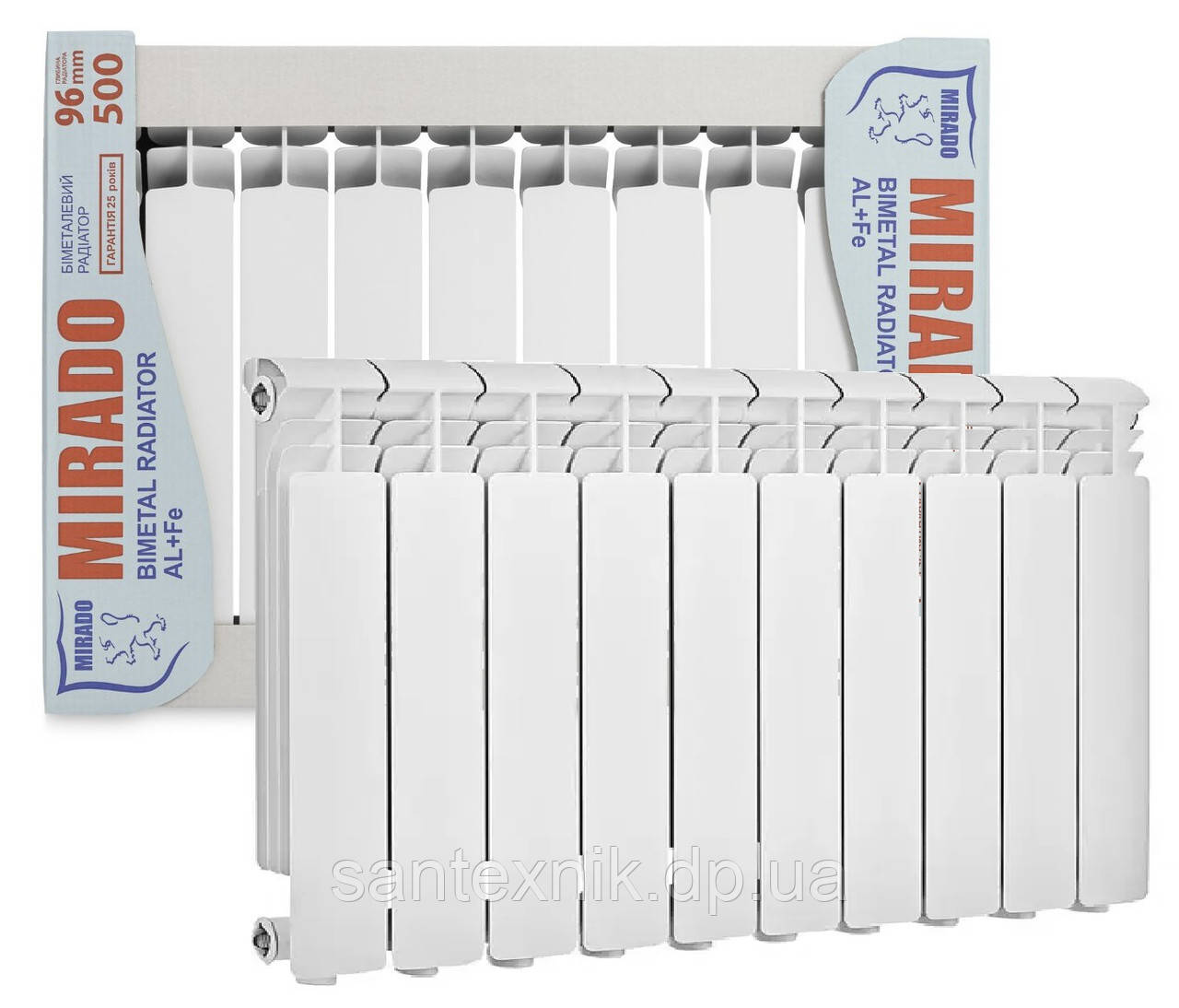 Радіатор біметалевий MIRADO (Мірадо) 500/96 (радіатор 10-секцій), фото 1