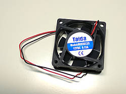 Вентилятор осьовий універсальний на втулках 7-лопостей квадратний 60х60х25/DC 12V/0.15 А Taida