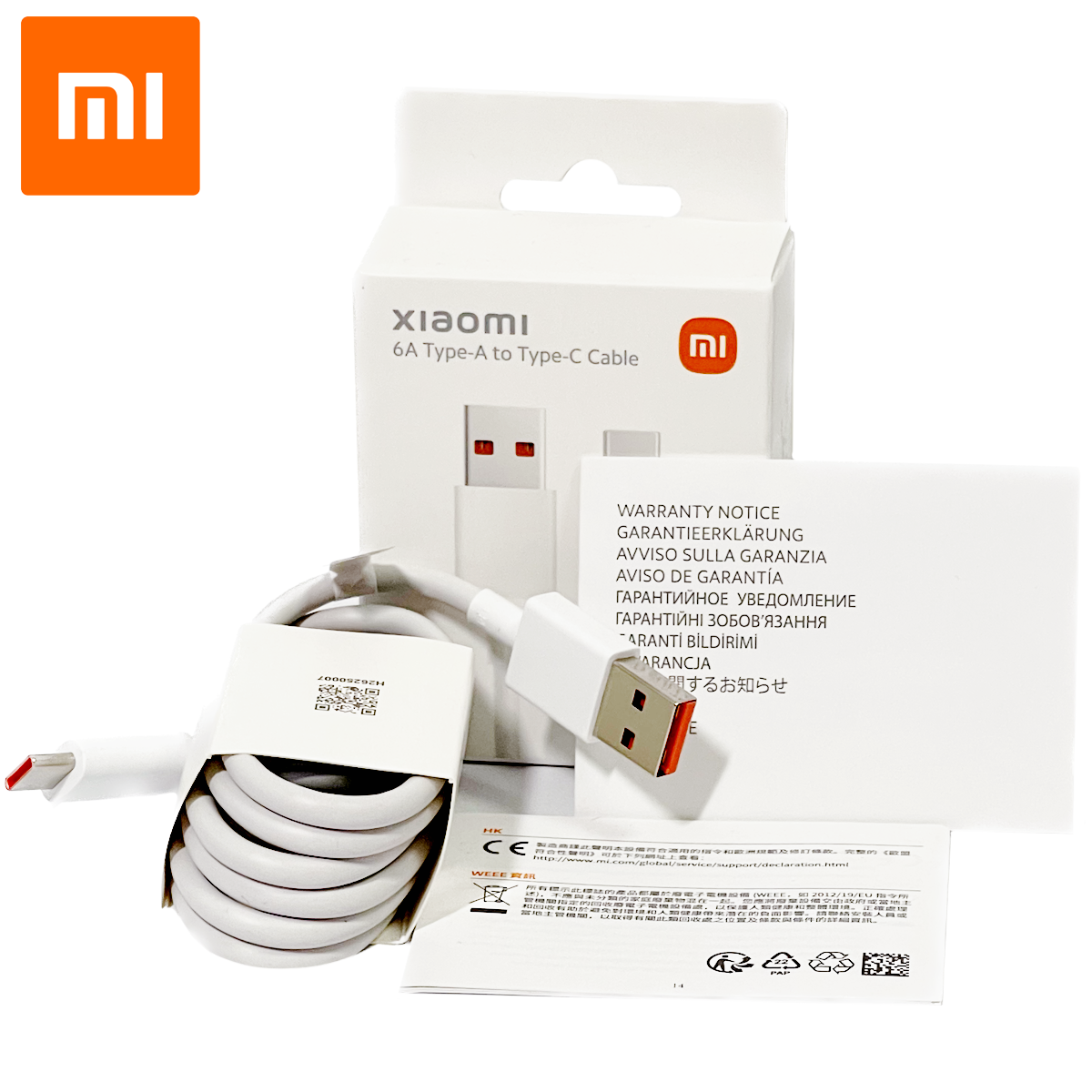 Кабель 120W Xiaomi Mi Turbo Charger Hyper Cable 6A USB-A to Type-C BHR6032GL Оригинал! USB type A - C Белый Original Все смартфоны Кабели синхронизации