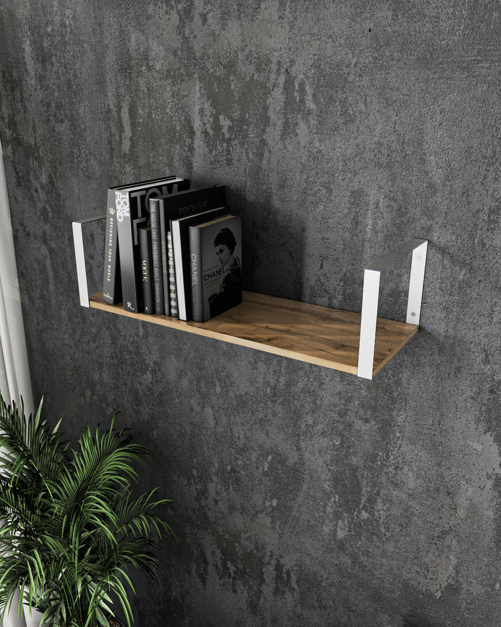 Полиця для книг та декору в стилі лофт. Moreli XS-21Wt. Ш600*В220*Г220 мм.