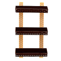 Полиця у ванну пряма "Ротанг" 3 яруси коричнево-бежева 55х30 см R-Plastic