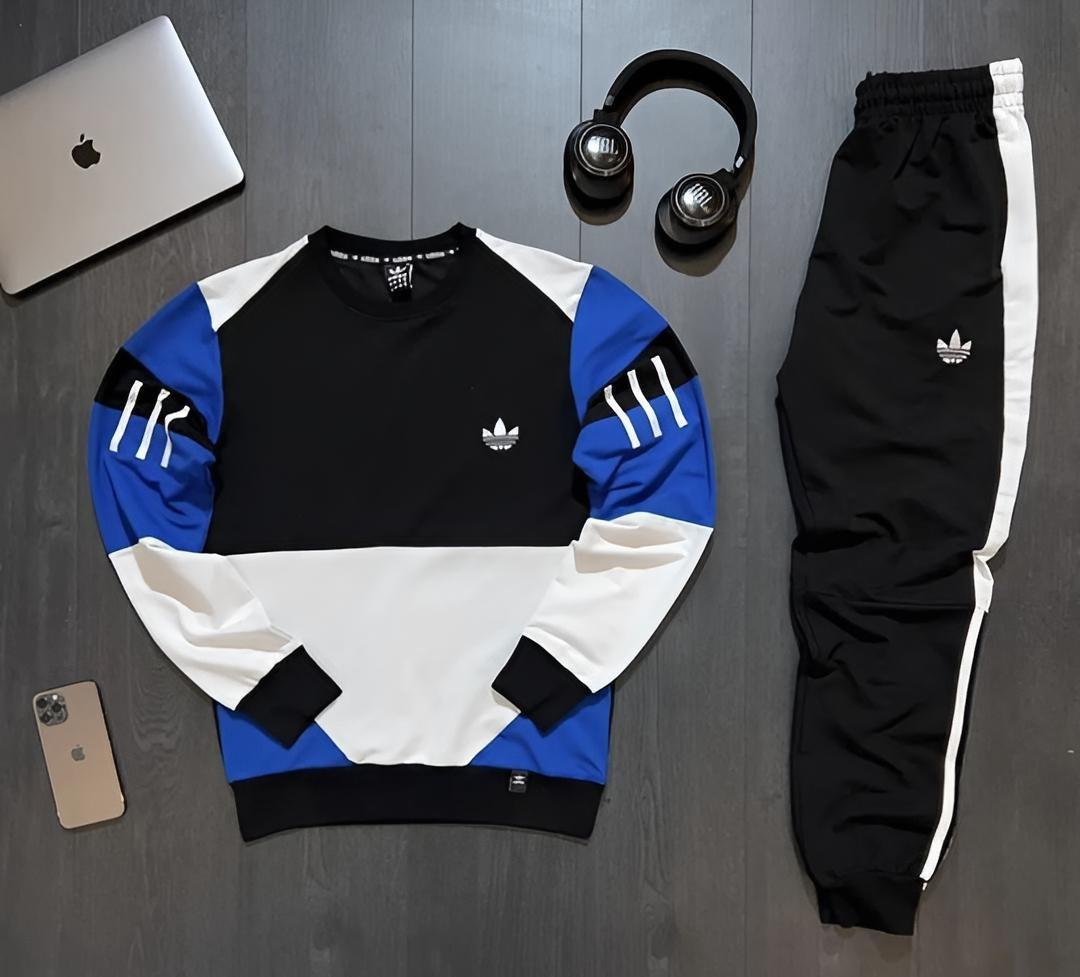 Спортивний костюм чоловічий Adidas весняний осінній літній адідас синьо-чорний