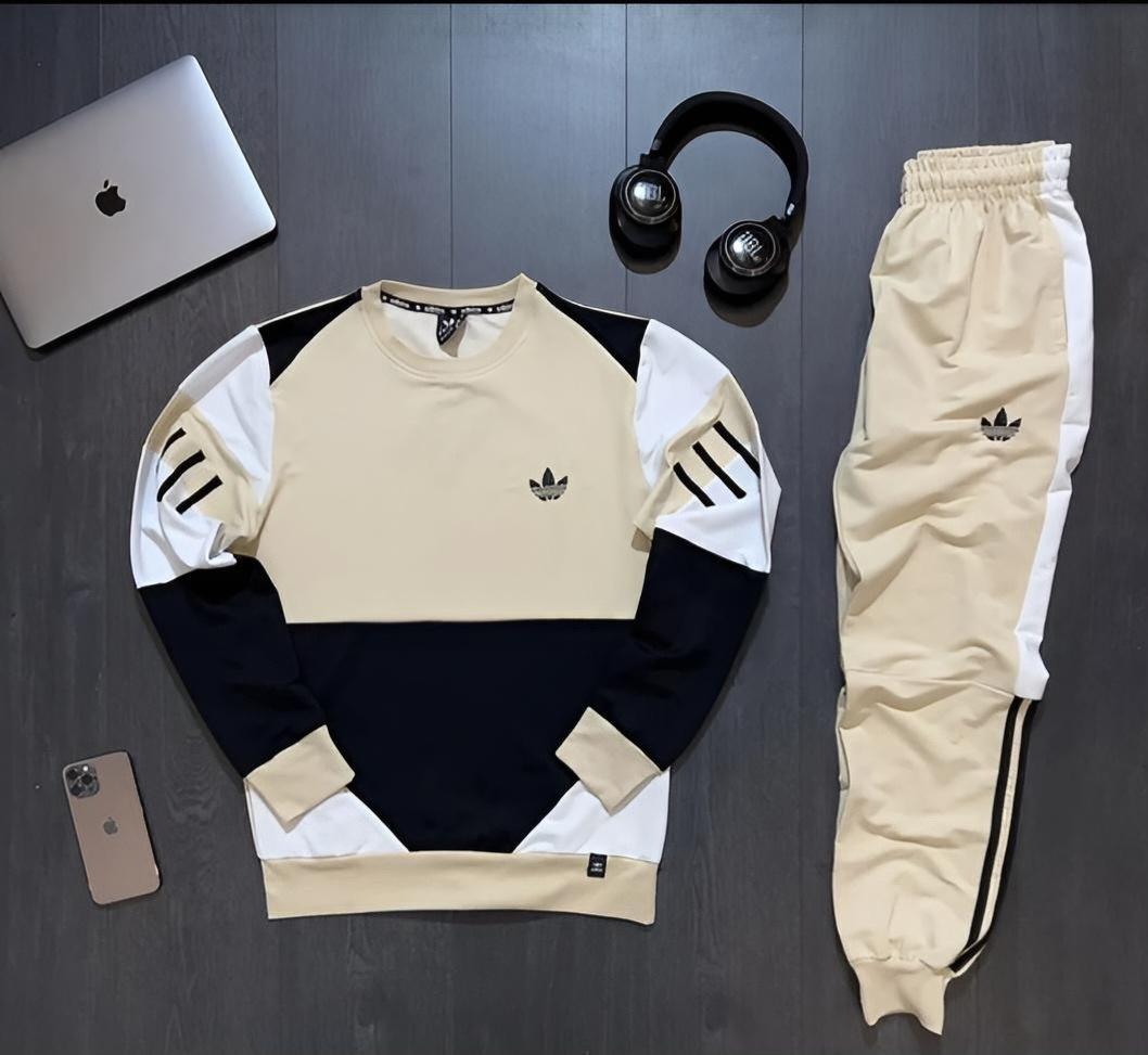 Спортивний костюм Adidas чоловічий весняний осінній бежевий світшот штани адідас весна осінь