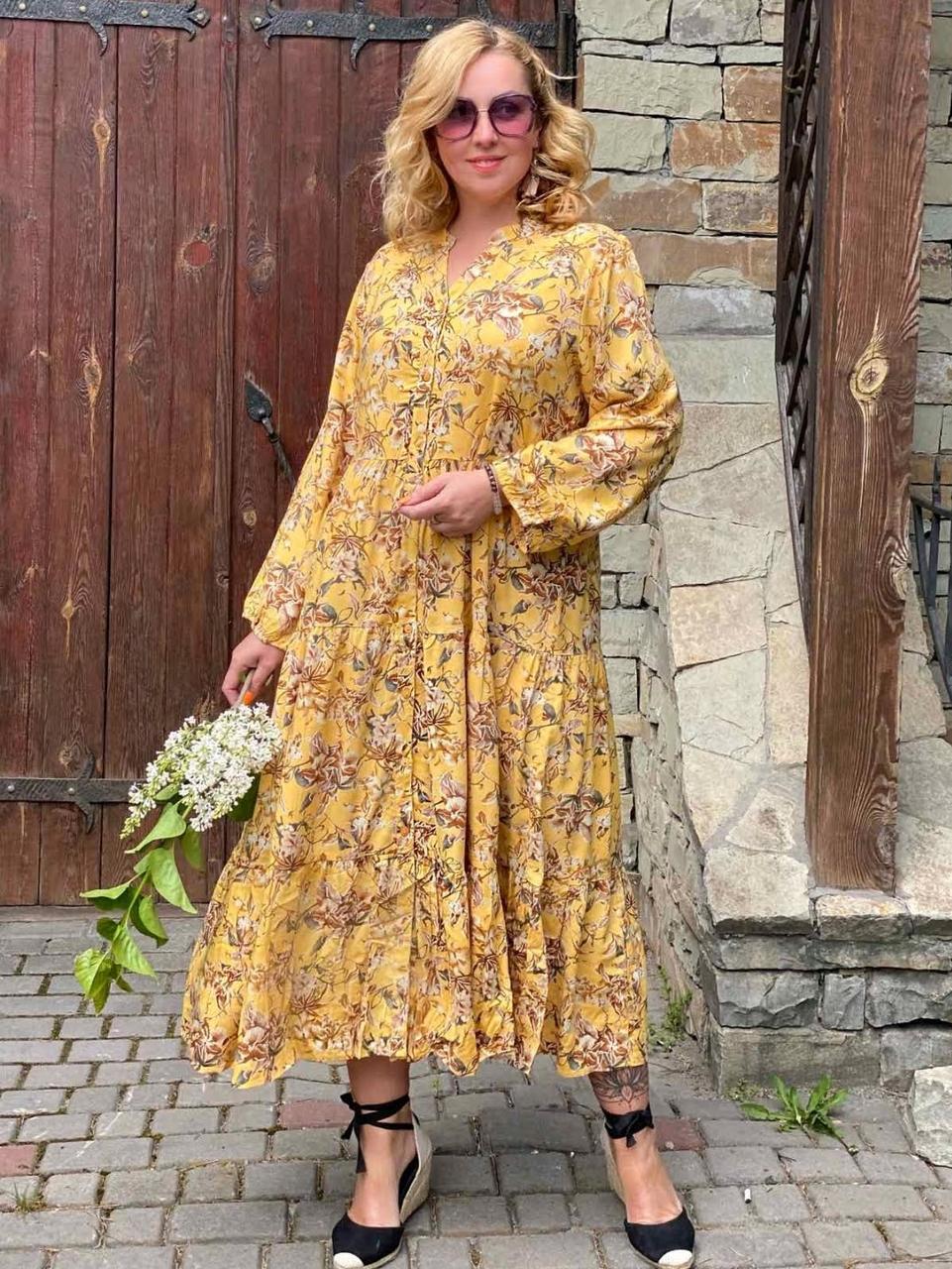 Жіноче літне плаття на гудзиках з довгими рукавами (M, XL)