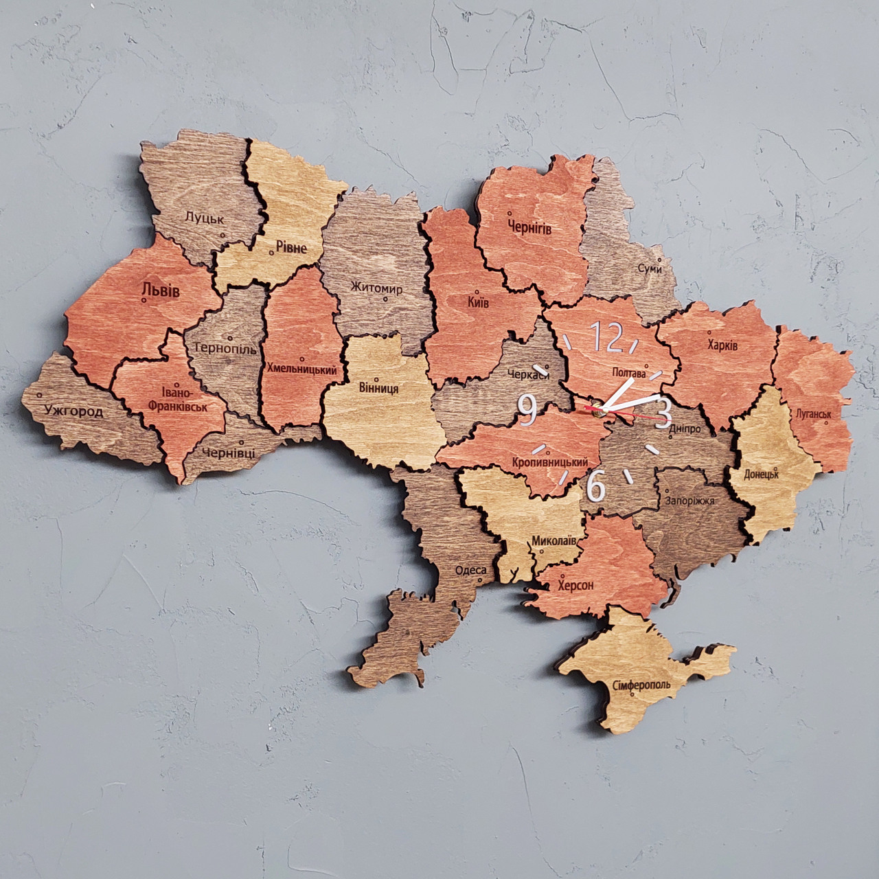 Мапа України з годинником. Багатошарова карта України