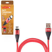 Кабель магнітний VOIN USB — Type C 3 А, 1 m, red (швидке заряджання/передавання даних) (VP-6101C RD)