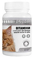 Витамины UNICUM premium для зубов и костей у кошек, 100табл.