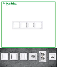 Рамка четверна горизонтальна біла Schneider Electric Asfora EPH5800421