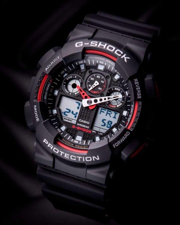 Годинники чоловічі удароміцні оригінальні наручні Японія Casio G-Shock GA-100-1A4ER з полімерним ремінцем