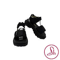 Чорні жіночі босоніжки на масивній підошві на липучках “Style Shoes”, фото 3