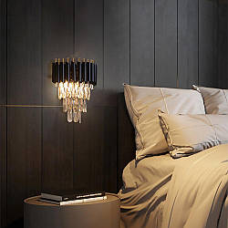 Сучасний кришталевий настінний світильник 22201202/250+S-old золото