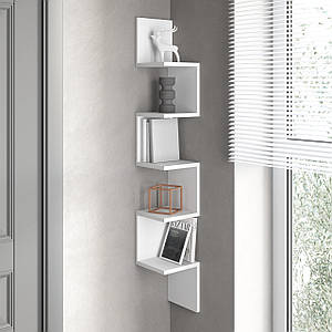 Полиця настінна VAYS M-9, кутова, з 5 секцій, ЛДСП, 20×20×128 см - для дому, офісу, вітальні