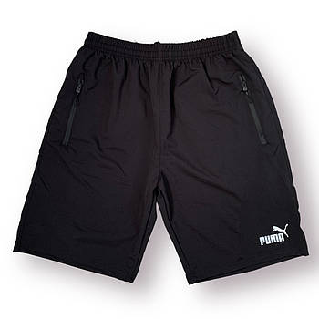 Шорти чоловічі спортивні плащівка мікрофібра батали Puma, розміри 56-64, чорні, 011587