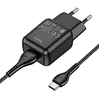 Сетевое зарядное устройство HOCO C96A single port charger+ Type-C black Зарядка для телефона