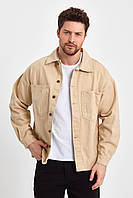 Мужская стильная джинсовая курточка / джинсовка мужская на пуговицах бежевого цвета Турция