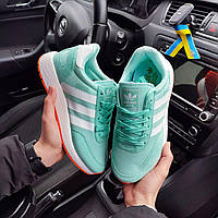 Женские кроссовки Adidas Iniki Mint (Ментоловые с белым) Обувь Адидас Иники замш текстиль демисезон Вьетнам