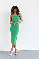 Платье миди приталенного кроя на бретелях Fame istanbul - зеленый цвет, S (есть размеры)