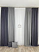 Комплект штор Duo №6 мікровелюр двокольорові мокрий асфальт+сірий на вікна у спальню/зал однотонні 2штори, фото 2