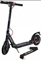 Двоколісний складаний самокат з ручним дисковим гальмом Maraton GMC на двох амортизаторах (чорний)