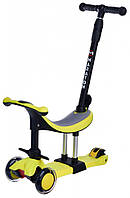 Дитячий триколісний самокат із батьківською ручкою та сидінням Maraton Credo II B 5в1 (лимонний)