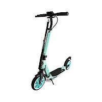 Двоколісний складаний алюмінієвий міської самокат з ручним гальмом Maraton Leader (бірюзовий)
