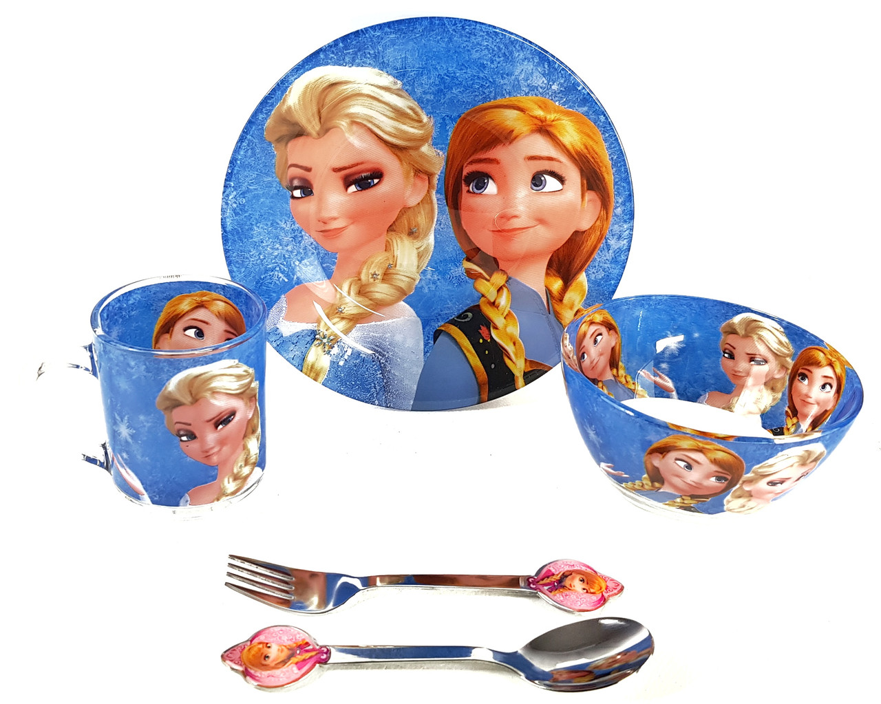 Дитячої скляної набір посуду для годування 5 предметів Холодне Серце сестри Metr+