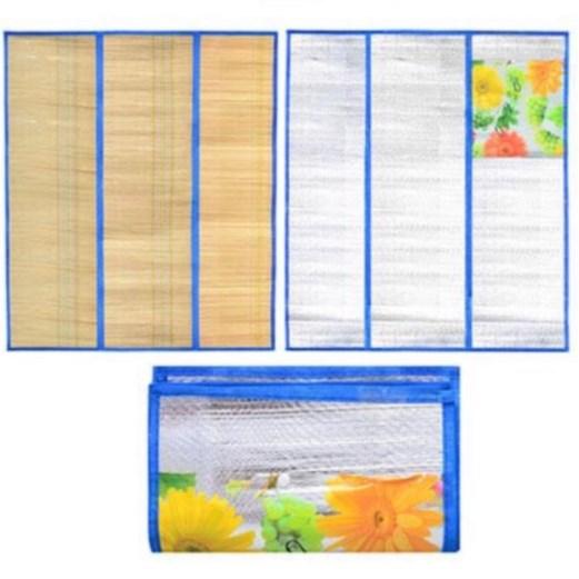 Килимок-сумка підстилка для пляжу і пікніка фольга з соломкою 150*180 см