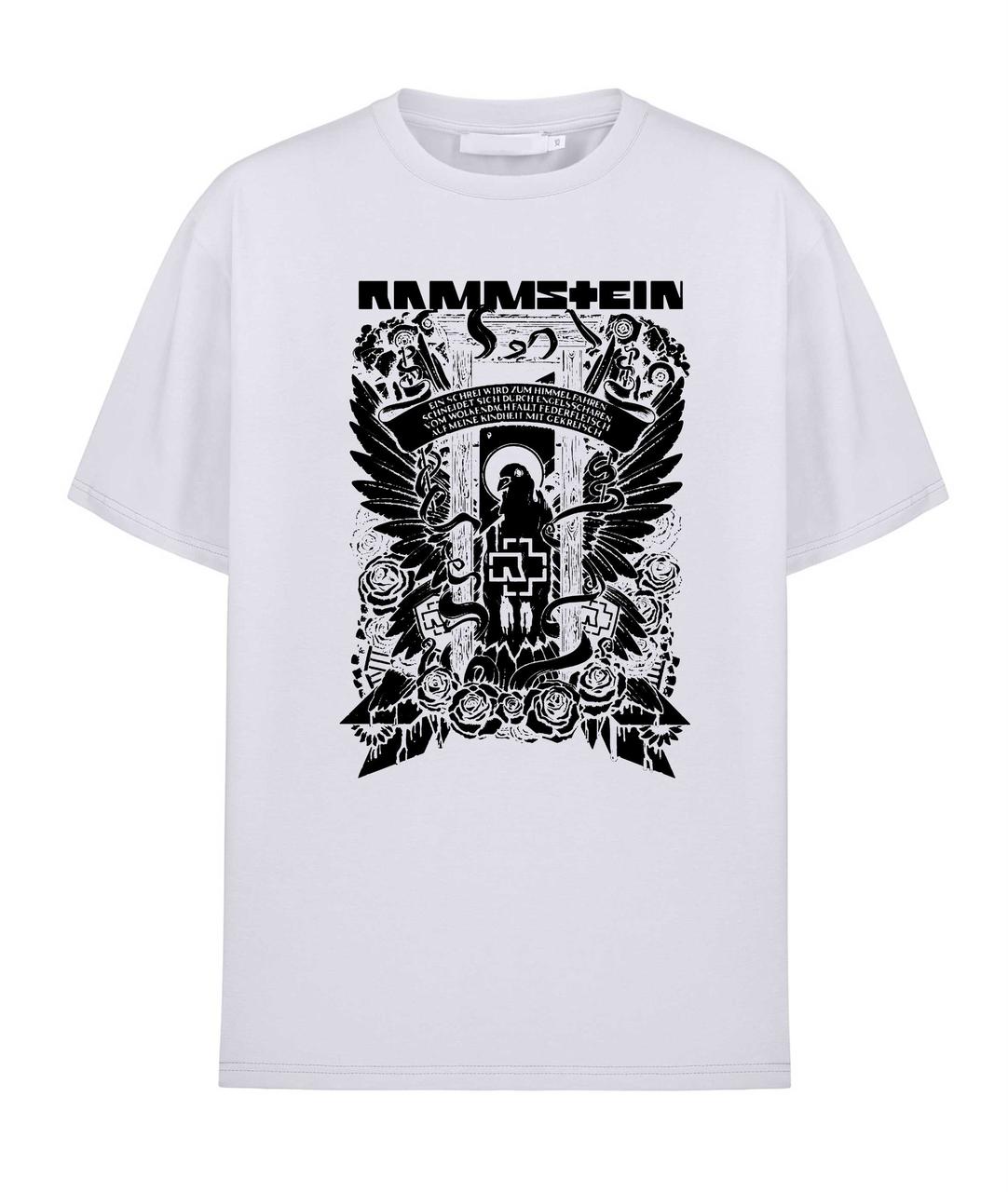 Футболка Rammstein Рамштайн великий малюнок Біла Розмір