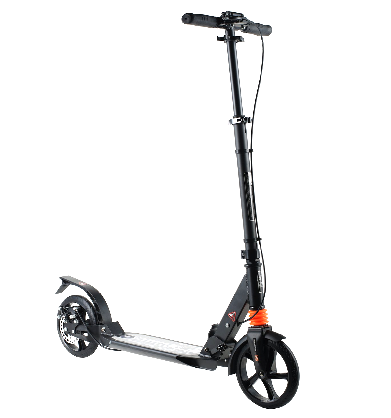 Scooter дитячий складаний двоколісний самокат з амортизаторами і затиском керма (чорний)
