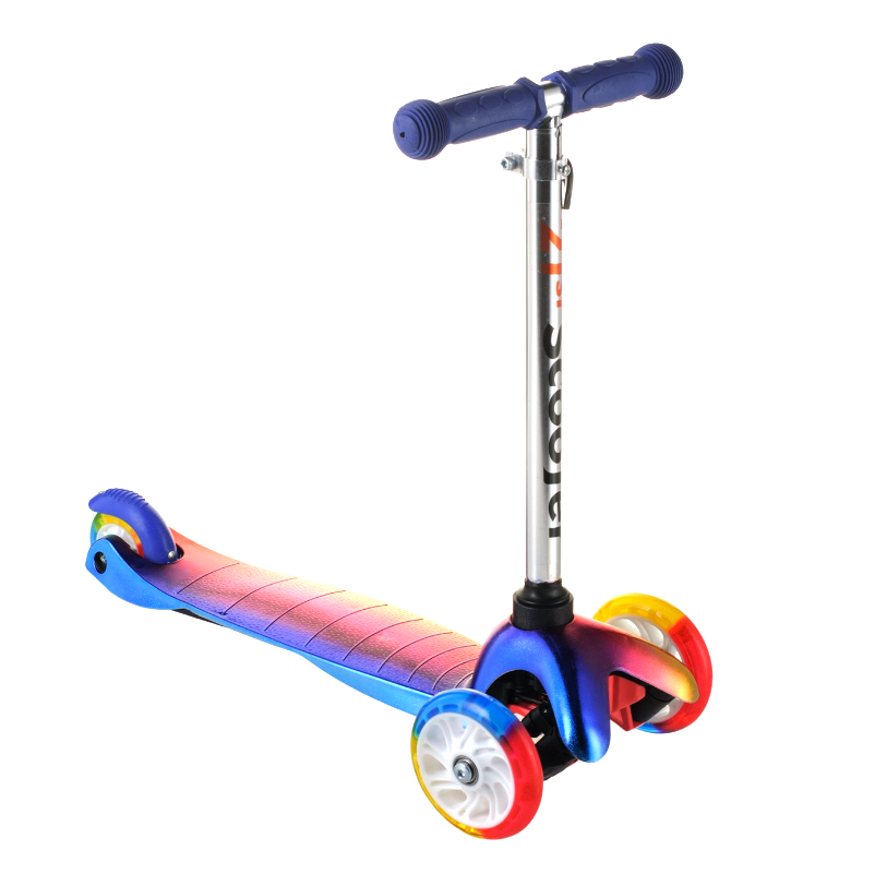 Scooter триколісний самокат з світяться колеса для дітей 1+ (веселка синя)