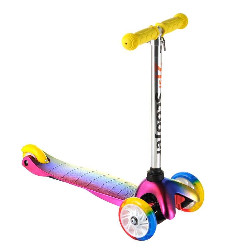 Scooter триколісний самокат з світяться колеса для дітей 1+ (веселка жовта)