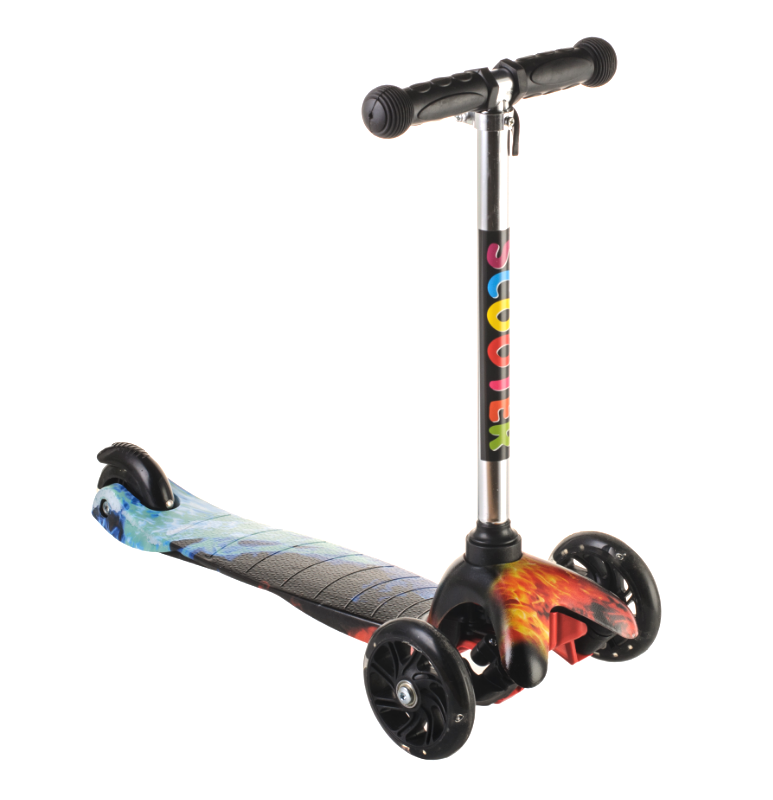 Scooter триколісний самокат з світяться колеса для дітей 1+ (вогонь і лід)
