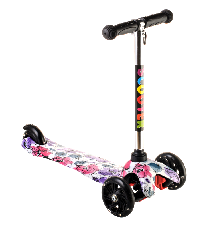Scooter триколісний самокат з світяться колеса для дітей 1+ (квіти)