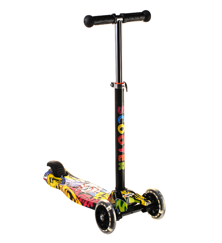 Scooter дитячий складаний триколісний самокат з світяться колеса (графіті)