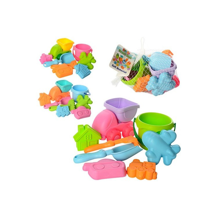 Дитячий силіконовий ігровий набір для пісочниці (пасочки) з машинкою Metr+ 858-5