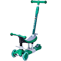 Дитячий триколісний самокат з батьківською ручкою та сидінням Maraton Credo II B 5в1 (зелений)