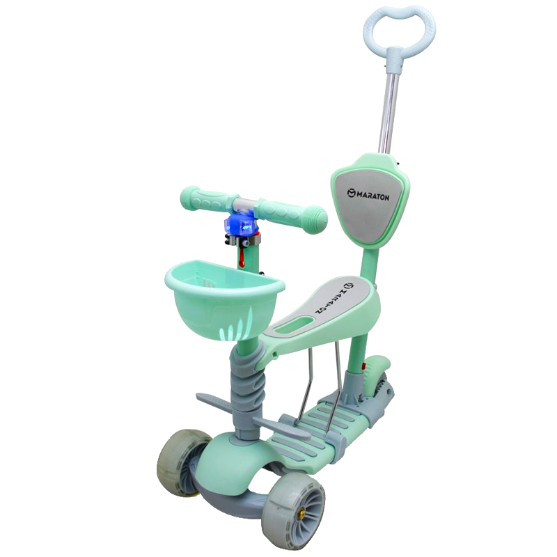 Триколісний дитячий самокат беговел Maraton Tucson 5в1 з батьківською ручкою (бірюзовий)
