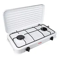 Переносна портативна газова плита з п'єзопідпалом на 2 конфорки настільна Ocean 2833