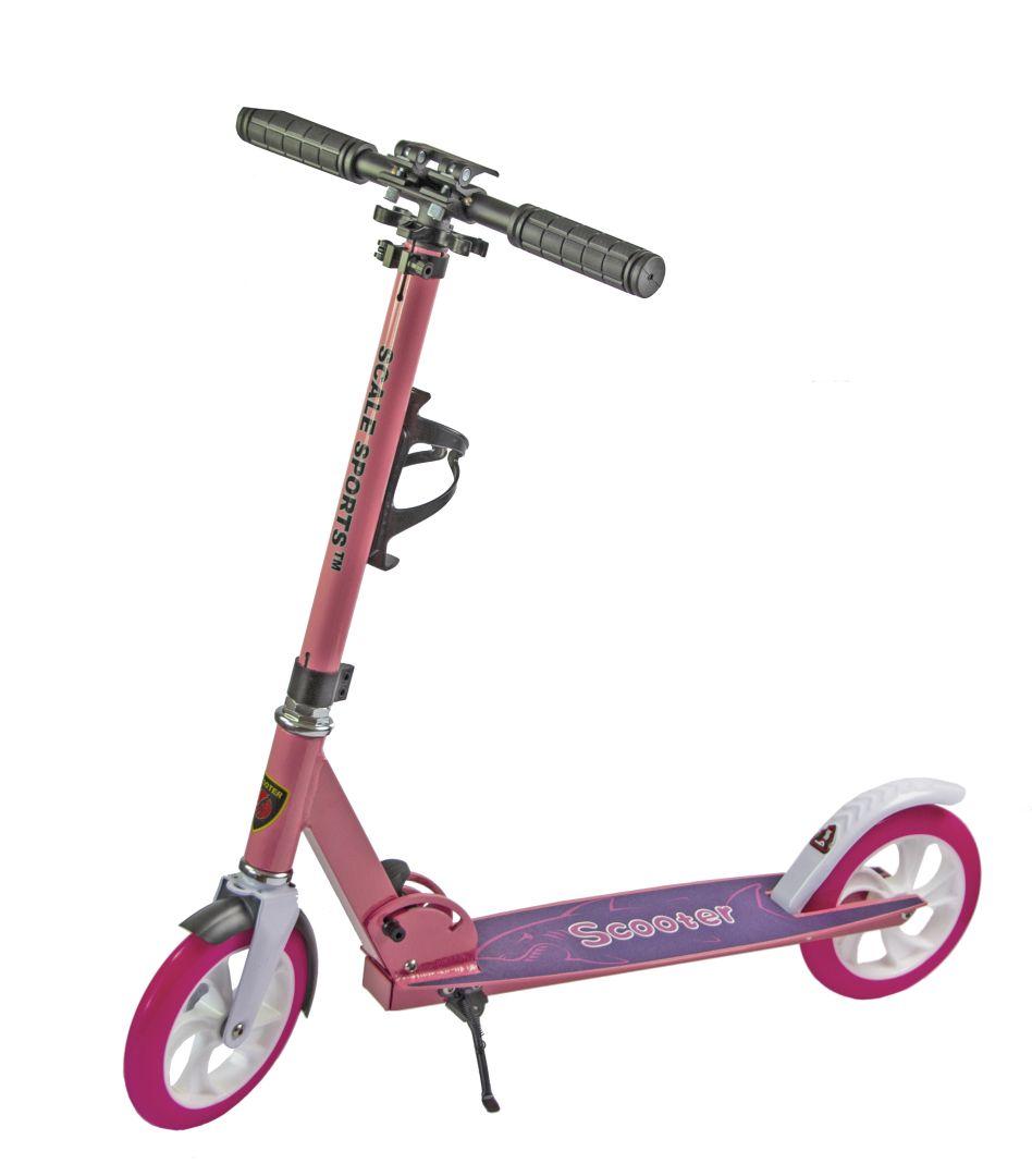 Міський двоколісний складаний алюмінієвий самокат "Scale Sports SS-05 1496006304" рожевий.