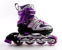 Дитячі світні ролики Happy Violetз регульованим розміром 34-37 фіолетові