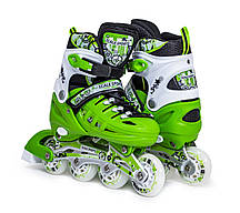 Розсувні дитячі салатові ролики Scale Sports Green LF 905, розмір 29-33