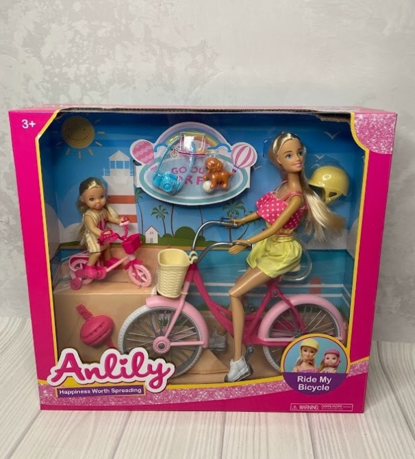 Лялька Anlily з донькою, вихованцем і велосипедами 99262