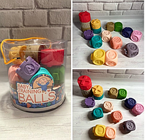 Текстурні кубики-конструктор з цифрами для малюків XC2044-2 16 штук в колбі